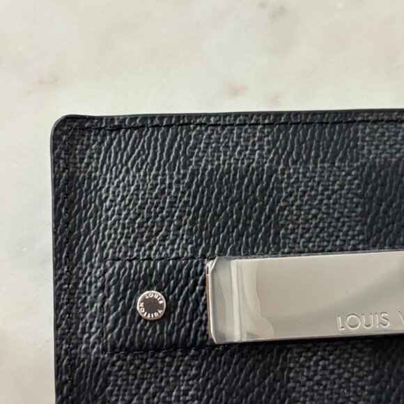 NEW- RARE - LOUIS VUITTON Graphite  Pince Card Holder With Bill Clip Silver - Picture 4 of 10